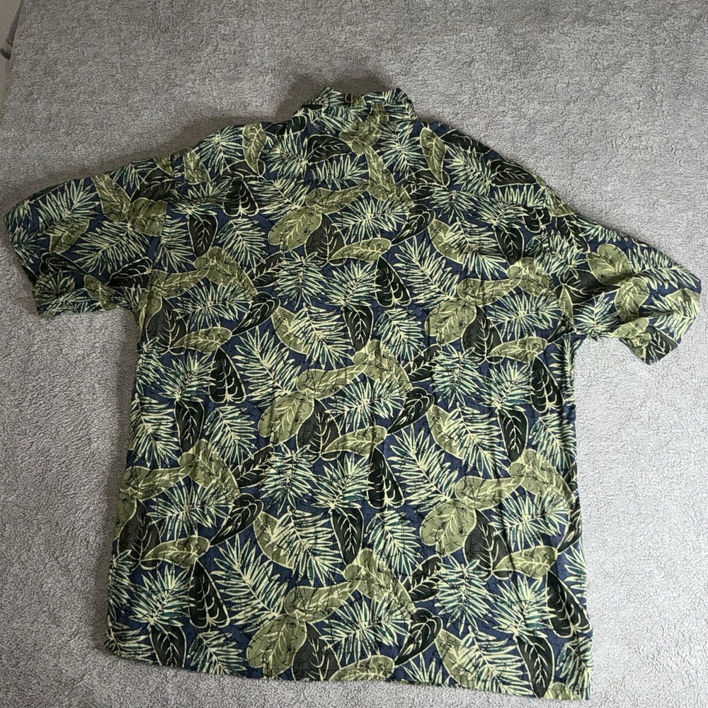 Croft & Barrow Hawaiian Shirt Mens XL Green Short Sleeve Button Up Floral Print - Picture 4 of 7
